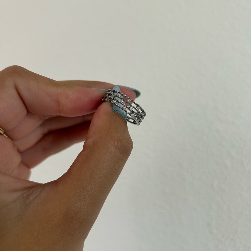 Floating Diamond Stackable Sterling Silver Ring - image 4